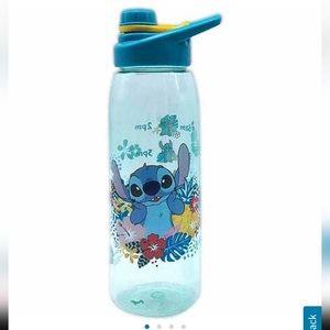 🆕️ Disney's Stitch Plastic Sports Bottle With Hinged Handle Has Time Table …